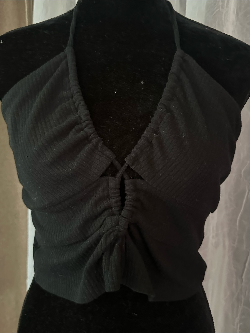 wild fable Black Ruched Halter Crop